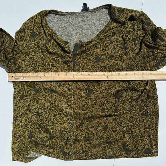 VTG Rafaella Button Down Cardigan Sweater Top Women’s Size X Large XL Black Gold - Picture 5 of 6